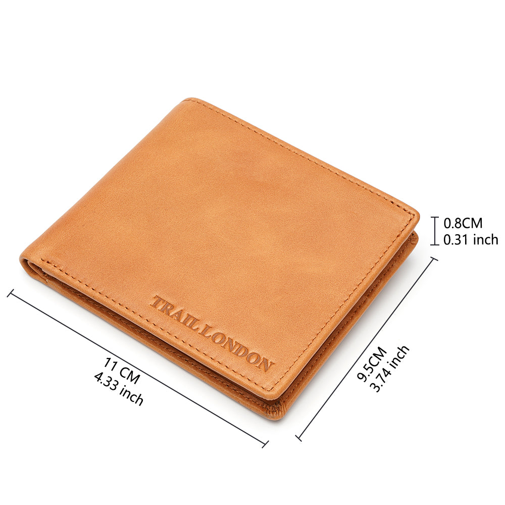 Men's Multi-Functional RFID Blocking Genuine Leather Slim Wallet - 10 Card Holders, Bifold, Gift Box