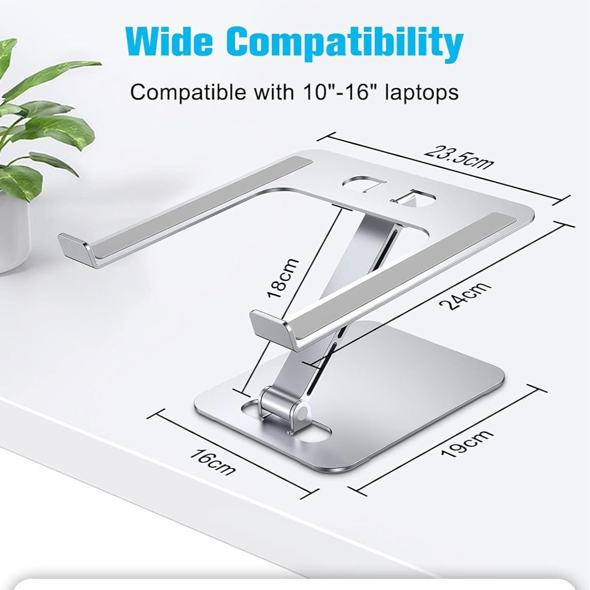 Laptop Stand Lap Desk, Ergonomic Foldable Computer Stand with Adjustable Height, Ventilated Aluminium Alloy Riser Compatible with MacBook Air, Pro, All 10-16" Laptops