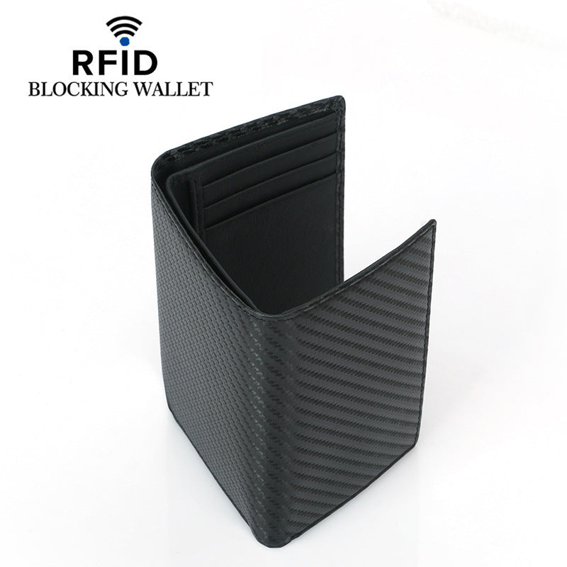 Carbon Fiber Large-capacity RFID Men's Wallet 30% Off Multi-card Cowhide Wallet Men