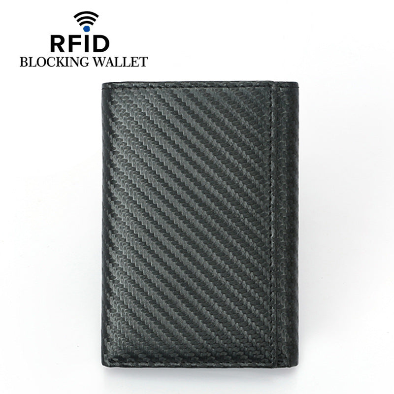 Carbon Fiber Large-capacity RFID Men's Wallet 30% Off Multi-card Cowhide Wallet Men
